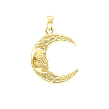 Celtic Moon God 14K Yellow Gold Pendant GPD4327 - Jewelry